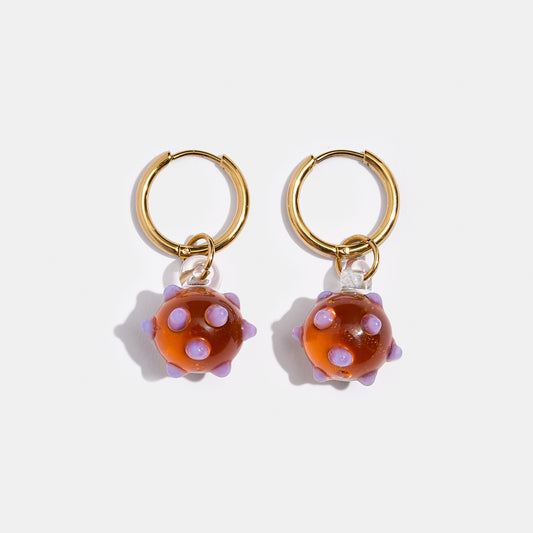 Amber Globe Earrings - Gold