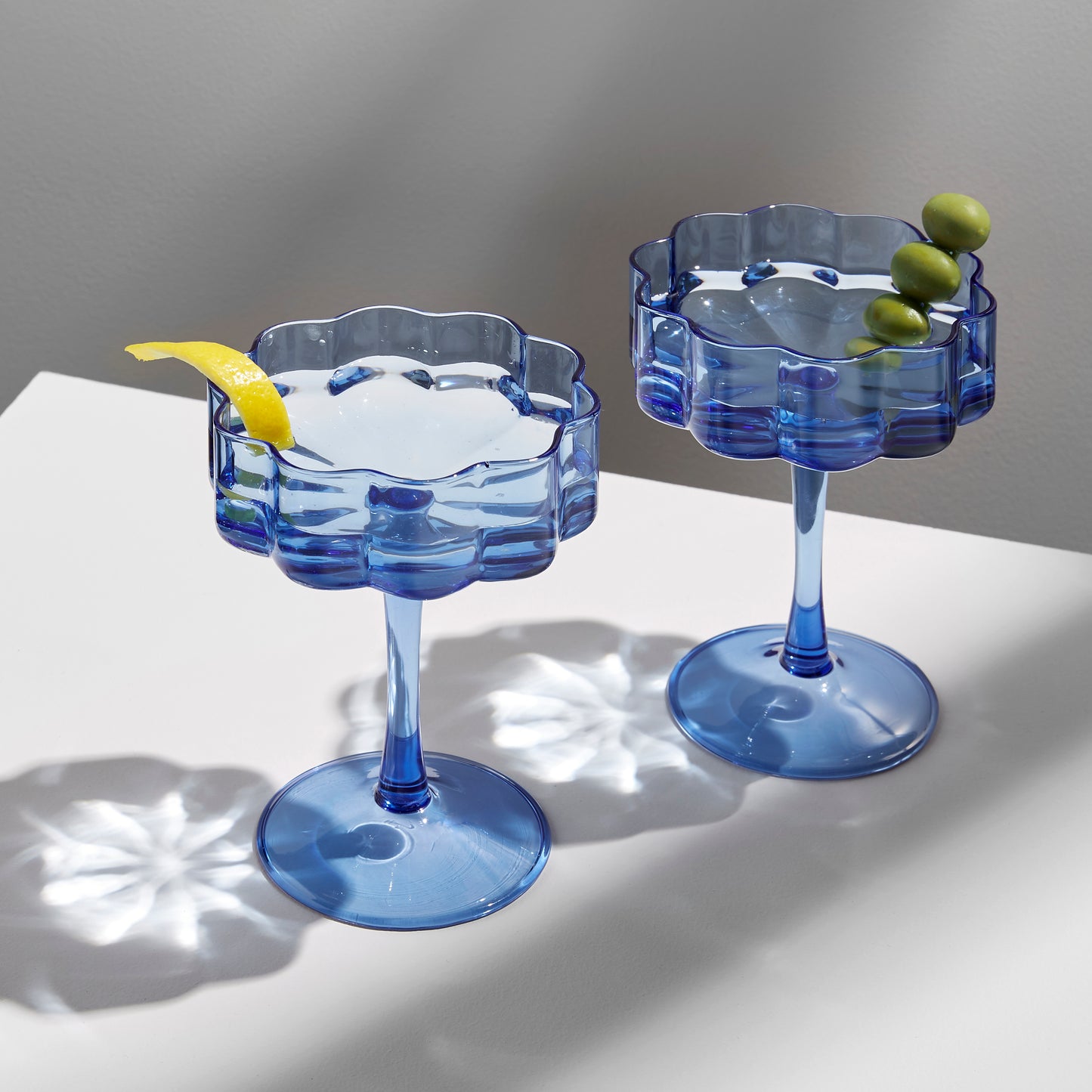 TWO x WAVE COUPE GLASSES - BLUE - Fazeek Drinkware Coupe Glass