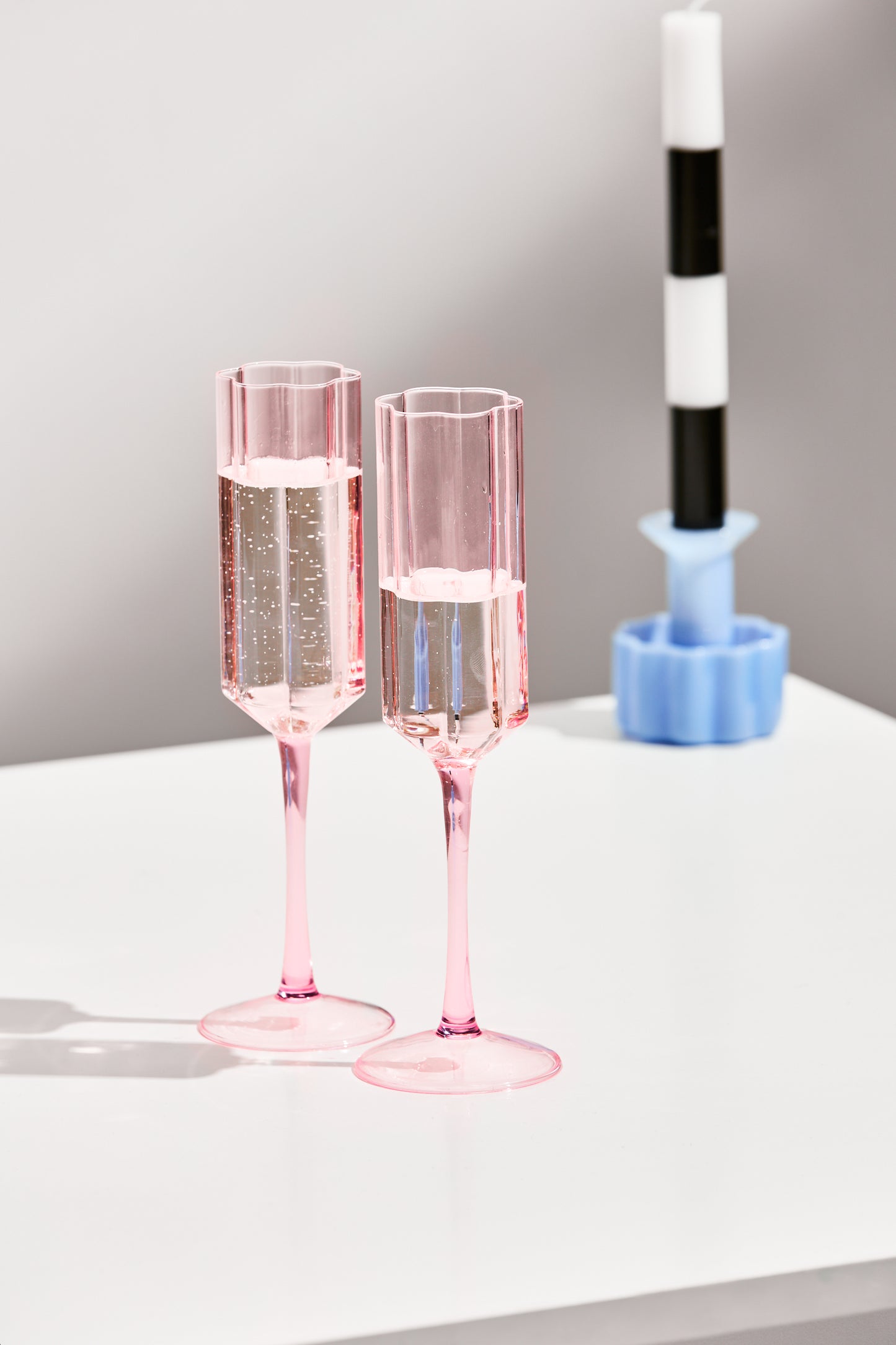 TWO x WAVE FLUTES - PINK - Fazeek Drinkware Flute