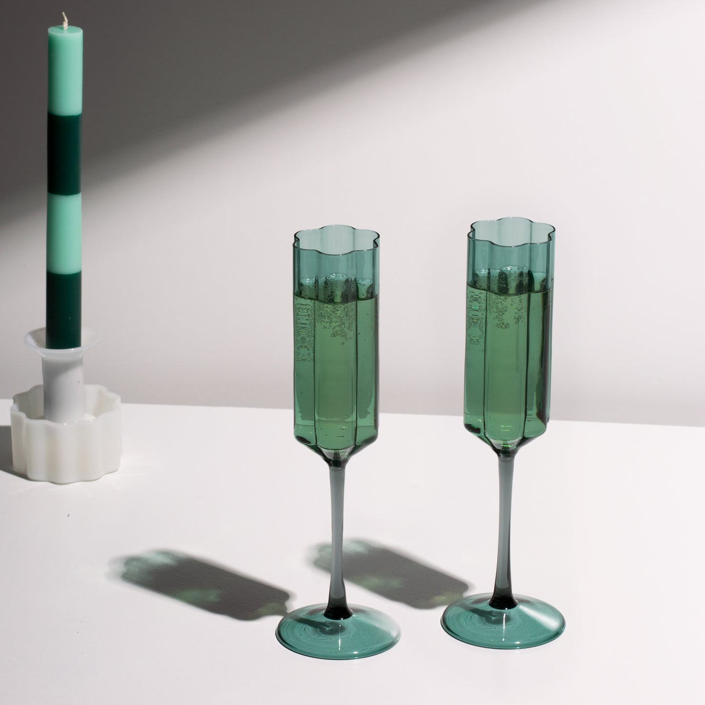 TWO x WAVE FLUTES - TEAL - Fazeek Drinkware Flute