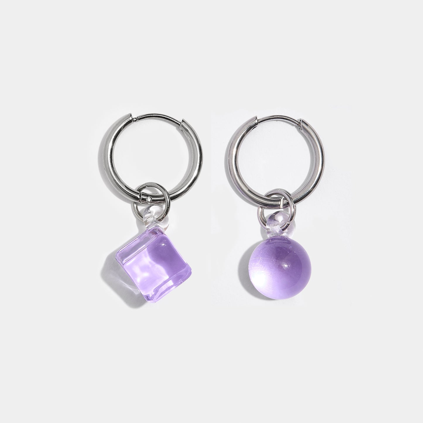 Lilac Geo Earrings - Silver