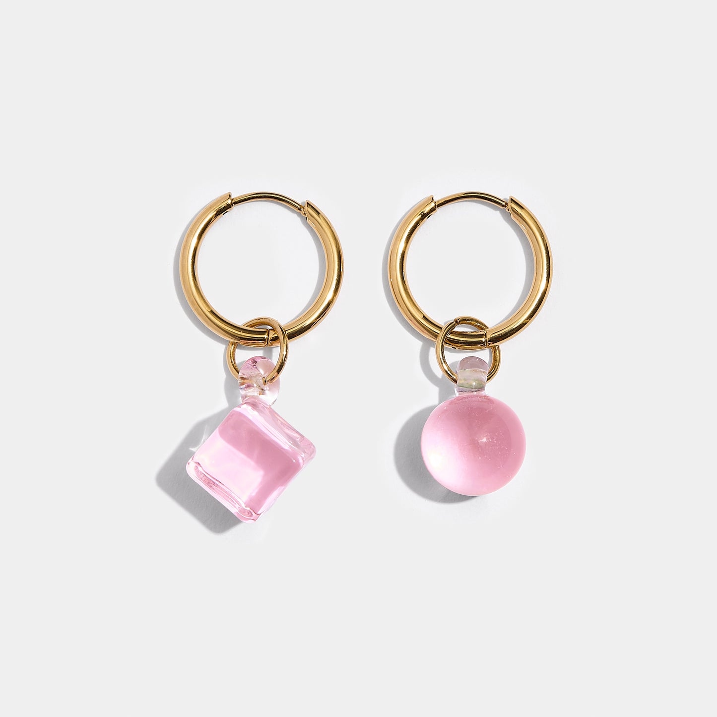 Pink Geo Earrings - Gold
