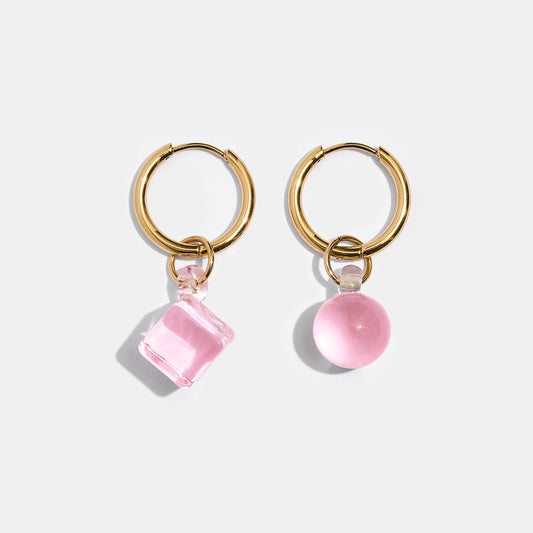 Pink Geo Earrings - Gold