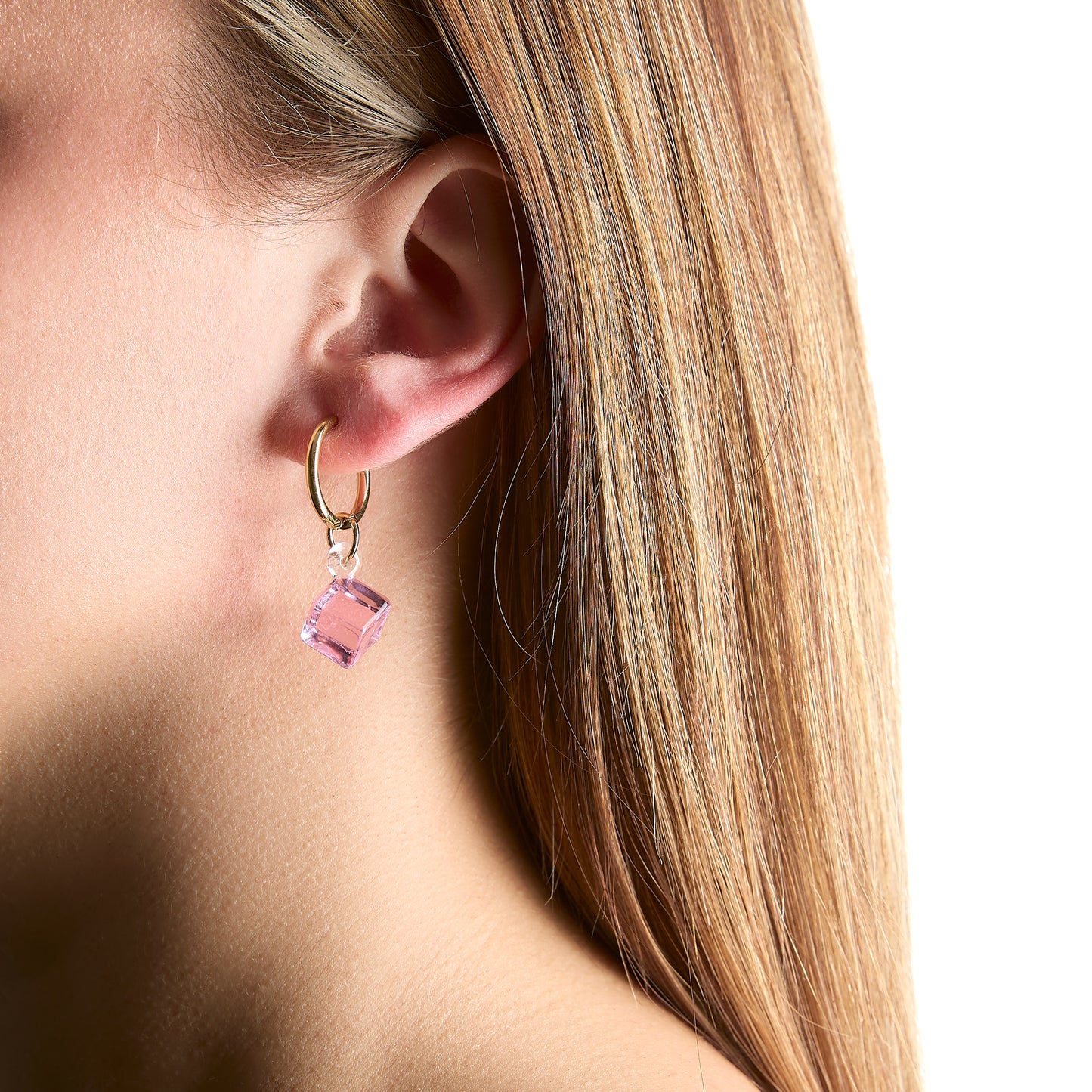 Pink Geo Earrings - Gold