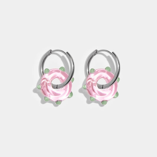 Pink Orb Earrings - Silver