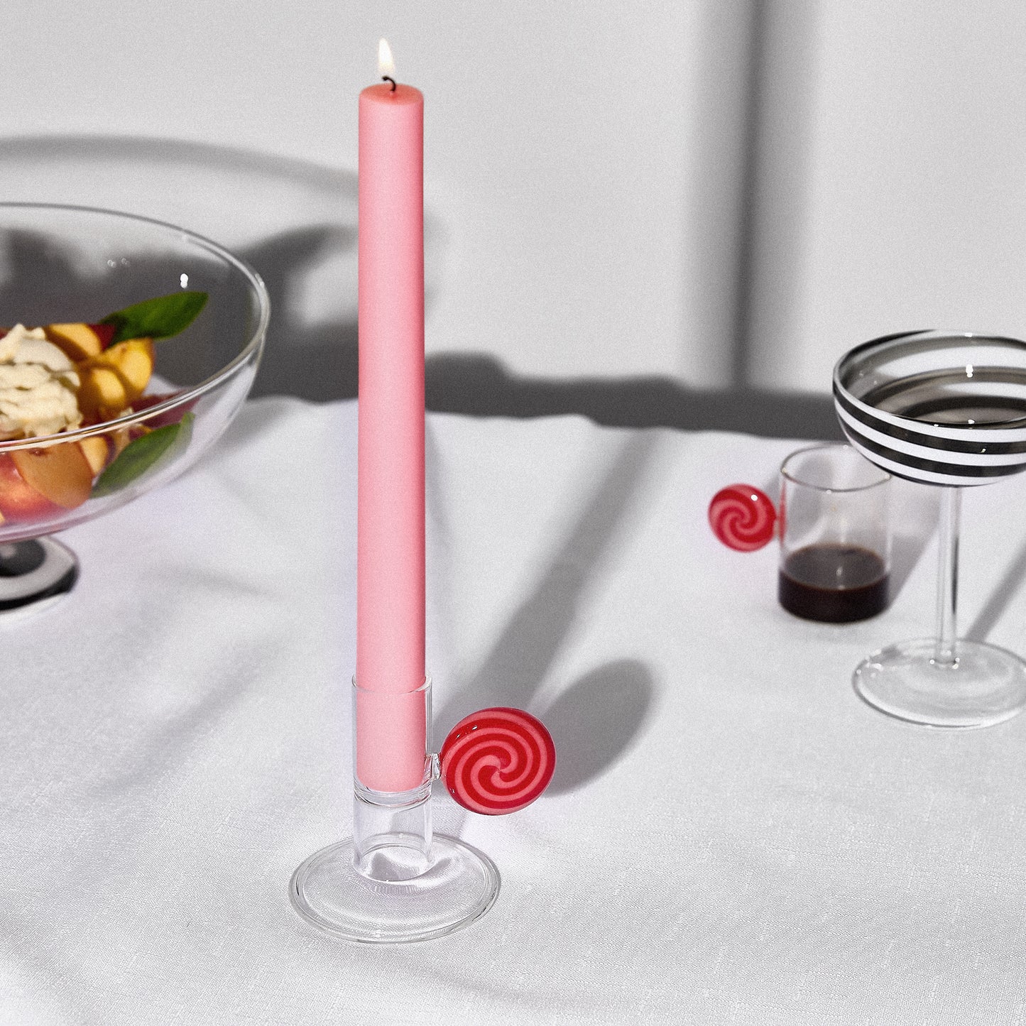 SWIRL CANDLE HOLDER - RED/PINK