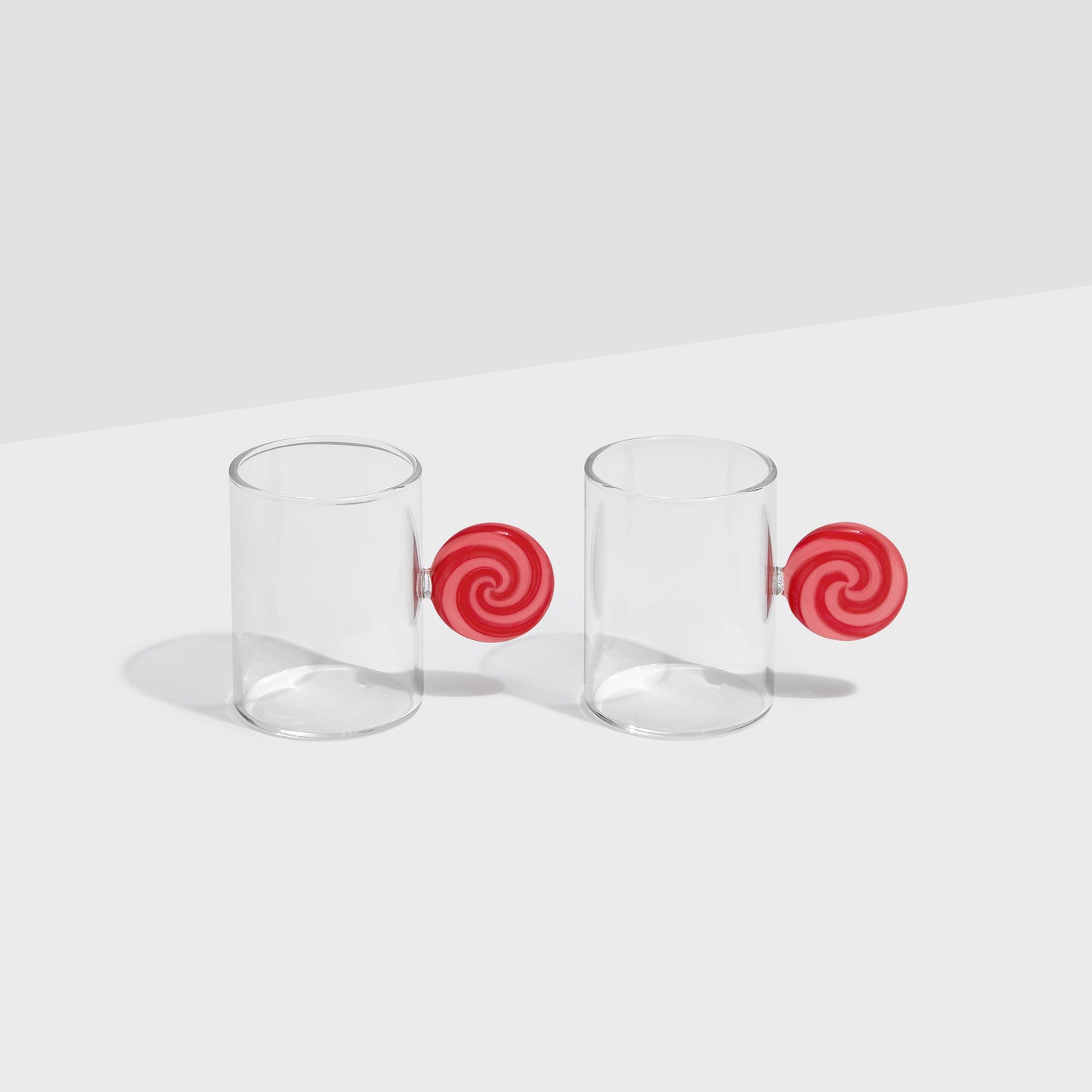 TWO X SWIRL ESPRESSO CUPS - RED/PINK