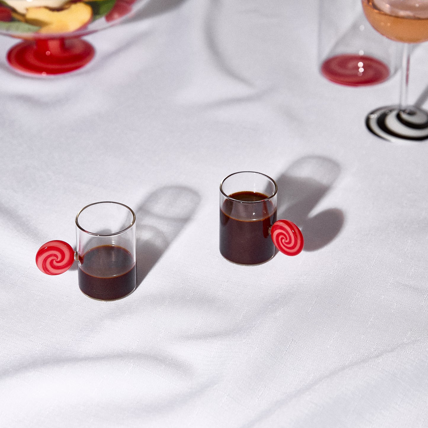 TWO X SWIRL ESPRESSO CUPS - RED/PINK