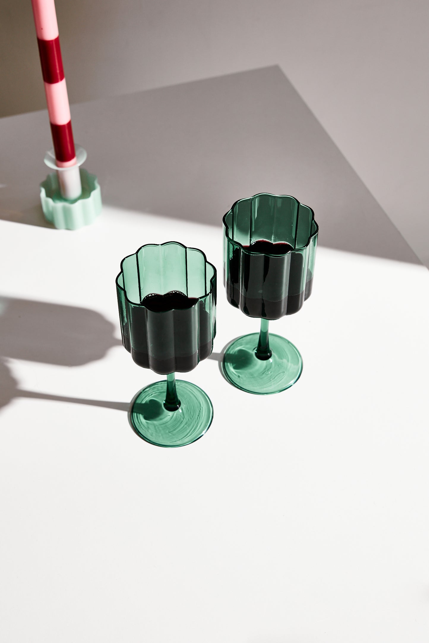 TWO x WAVE WINE GLASSES - TEAL - Fazeek Drinkware Wine Glass