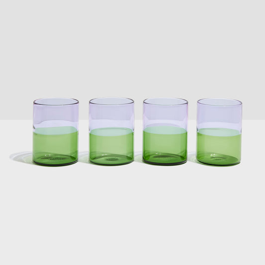 FOUR x TWO TONE GLASSES - LILAC + GREEN - Fazeek Drinkware Glasses
