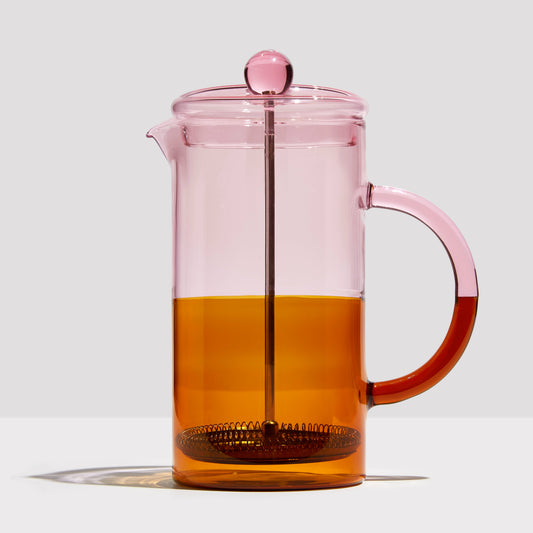 TWO TONE COFFEE PLUNGER - PINK + AMBER - Fazeek Drinkware Glasses