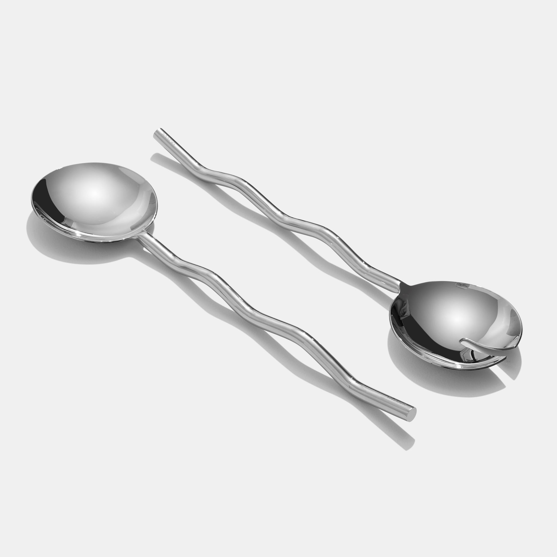 WAVE SALAD SERVERS - SILVER - Fazeek Dining Diningware Bowl