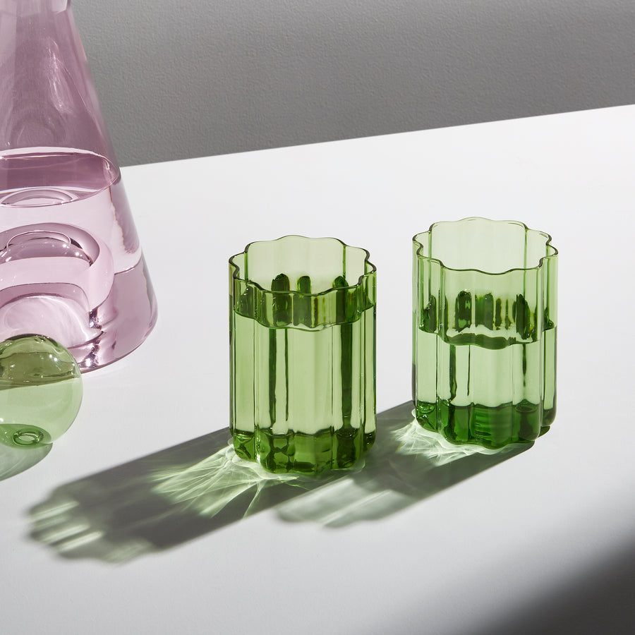 TWO x WAVE GLASSES - GREEN - Fazeek Drinkware Glasses