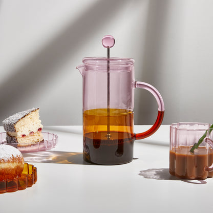 TWO TONE COFFEE PLUNGER - PINK + AMBER - Fazeek Drinkware Glasses