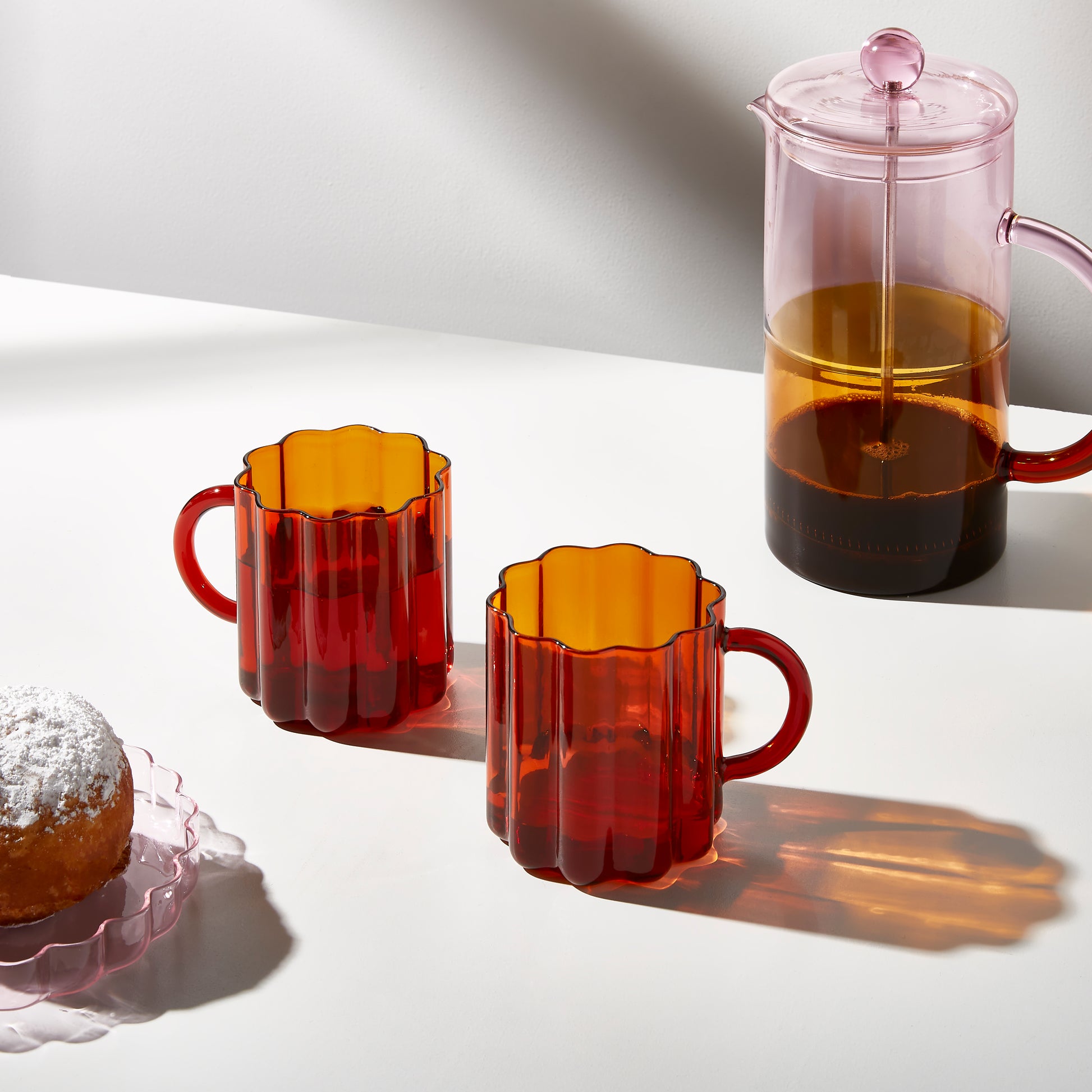 TWO x WAVE MUGS - AMBER - Fazeek Drinkware Glasses
