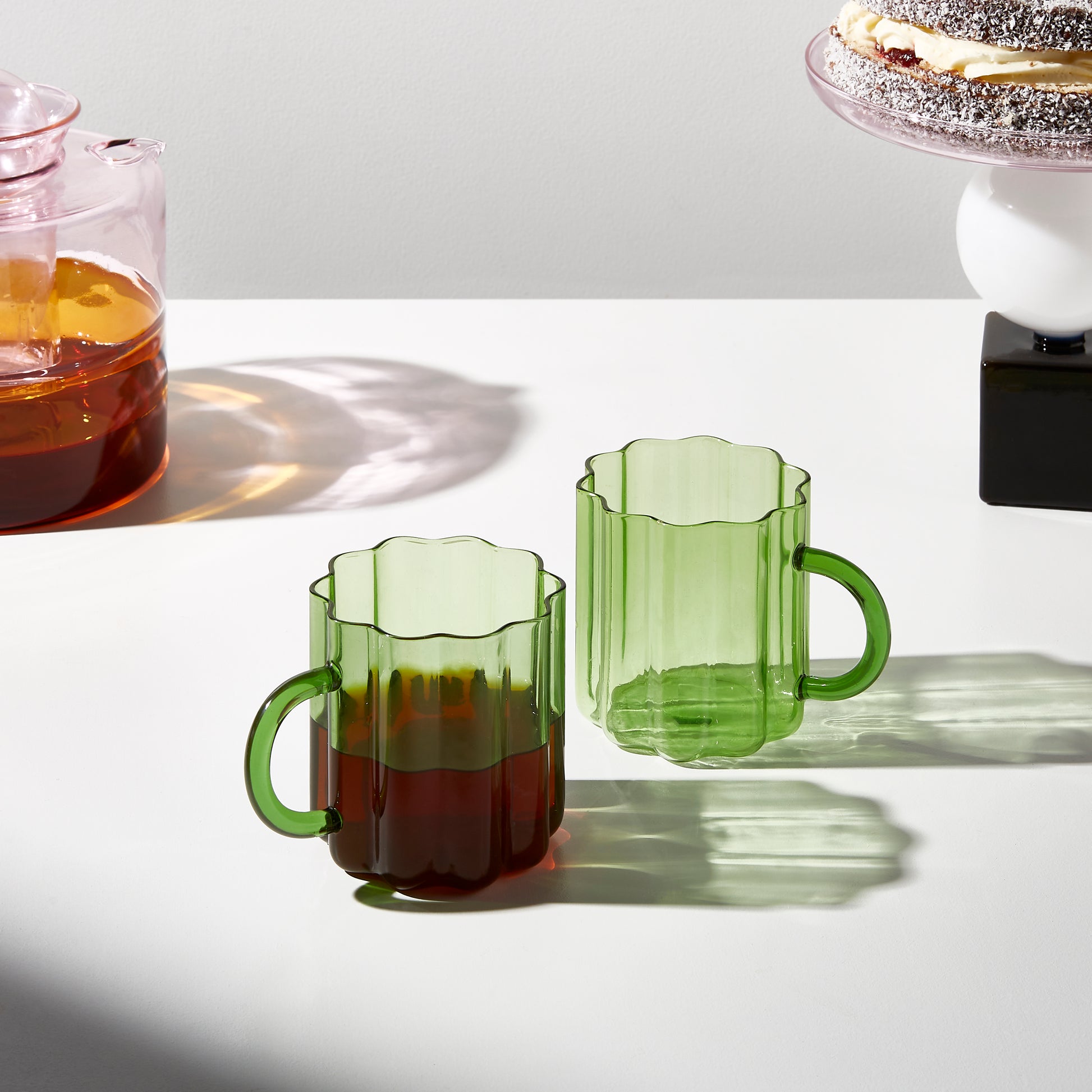 TWO x WAVE MUGS - GREEN - Fazeek Drinkware Glasses