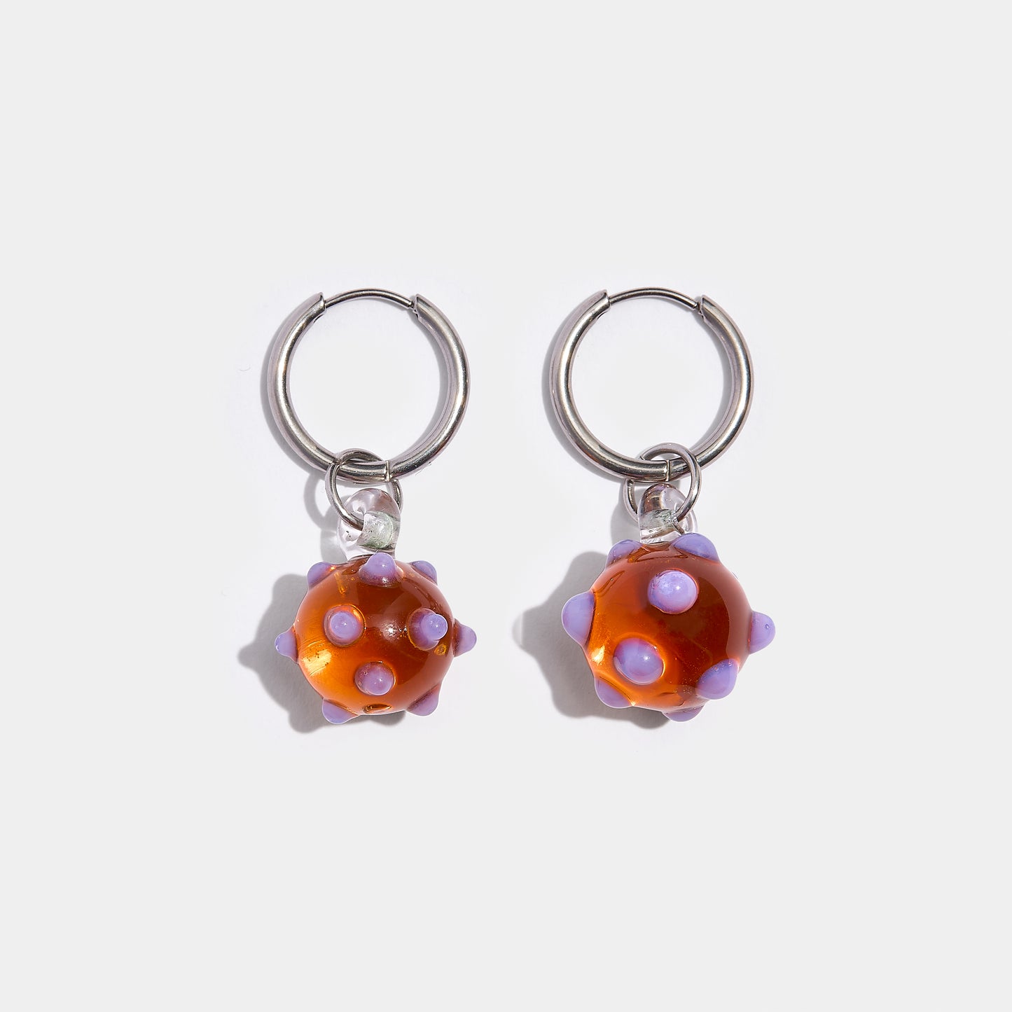 Amber Globe Earrings - Silver