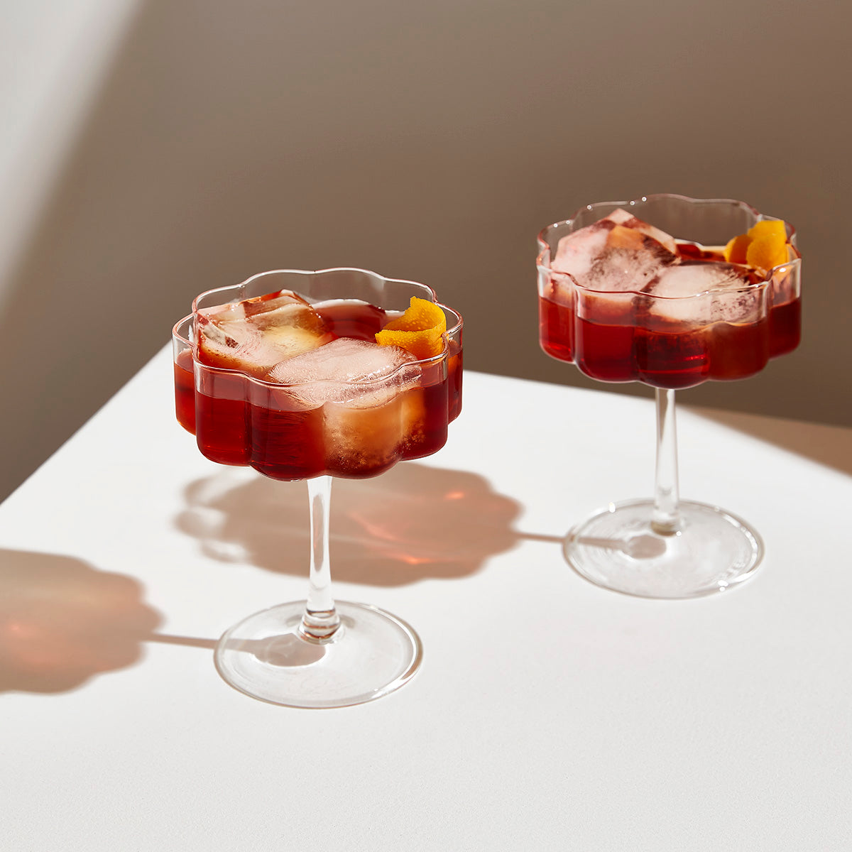 TWO x WAVE COUPE GLASSES - CLEAR - Fazeek Drinkware Coupe Glass