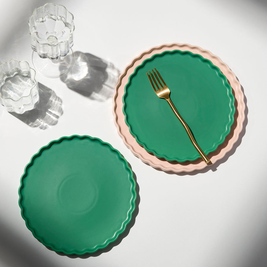 TWO X WAVE SIDE PLATES - GREEN - Fazeek Dining Diningware Bowl