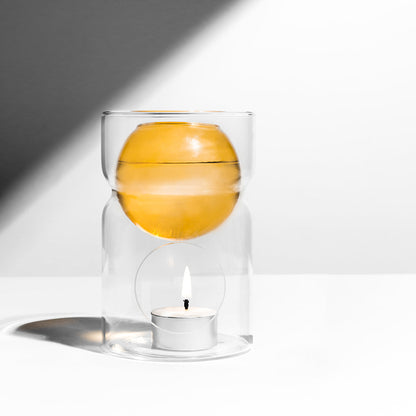 OIL BURNER & TEA LIGHT CANDLE - CLEAR + AMBER - Fazeek Home Decor Home Fragrance Oil Burner