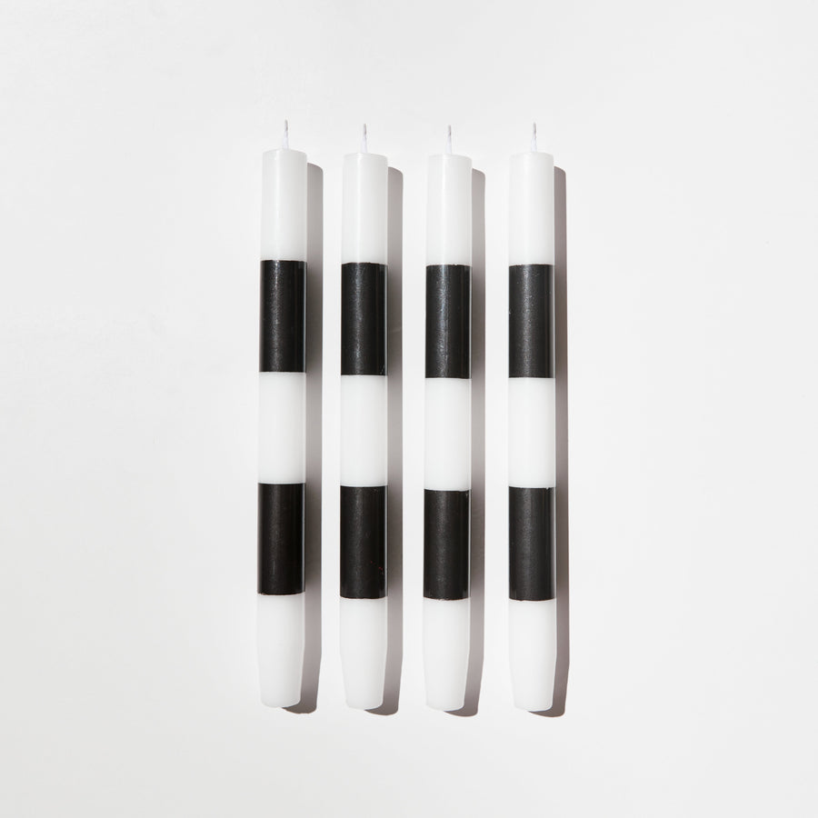 FOUR x STRIPED CANDLES - BLACK + WHITE - Fazeek Home Decor Candles