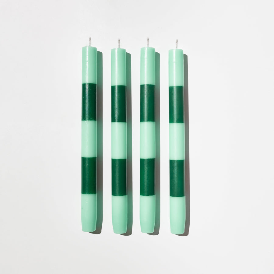 FOUR x STRIPED CANDLES - JADE + GREEN - Fazeek Home Decor Candles