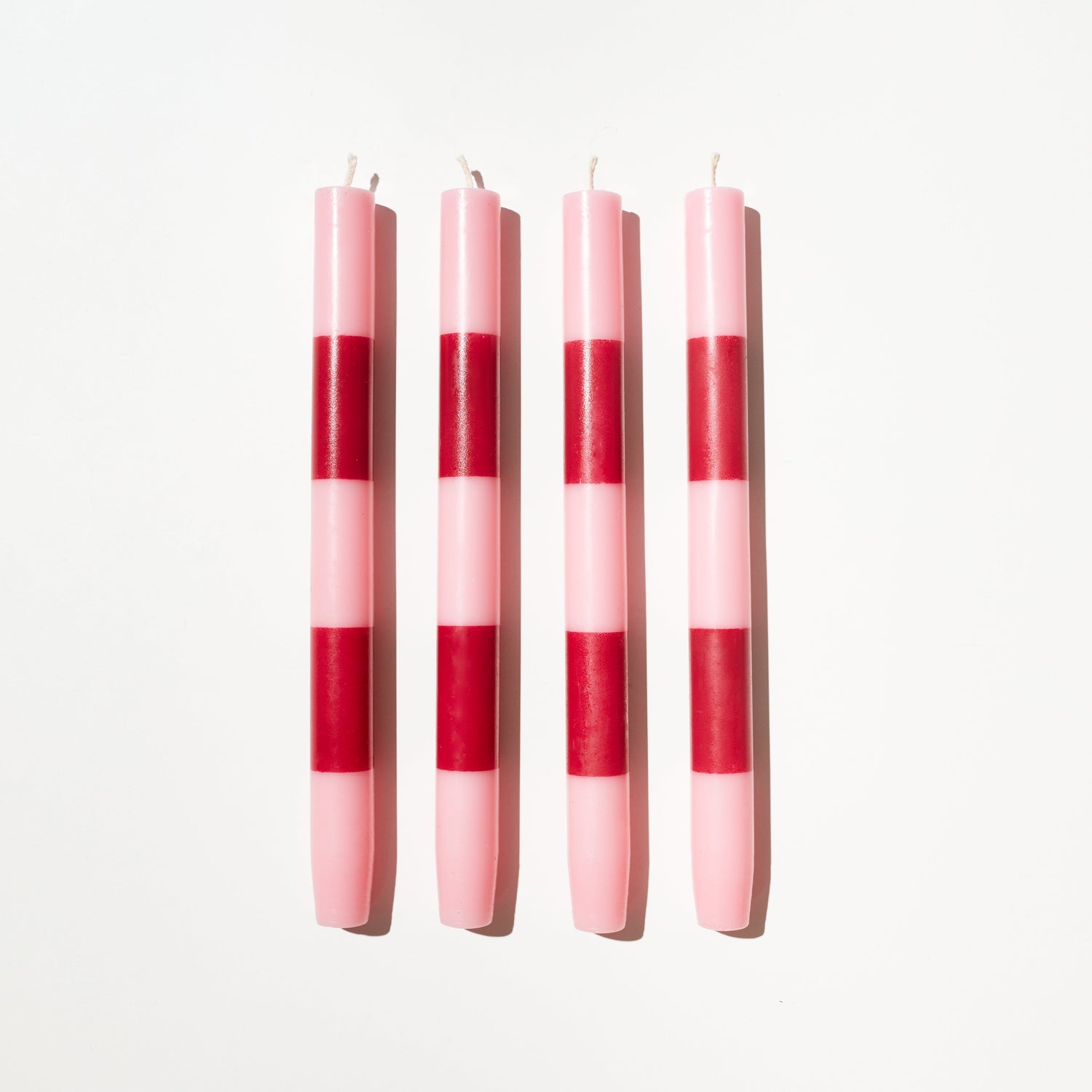 FOUR x STRIPED CANDLES - PINK + MAROON - Fazeek Home Decor Candles