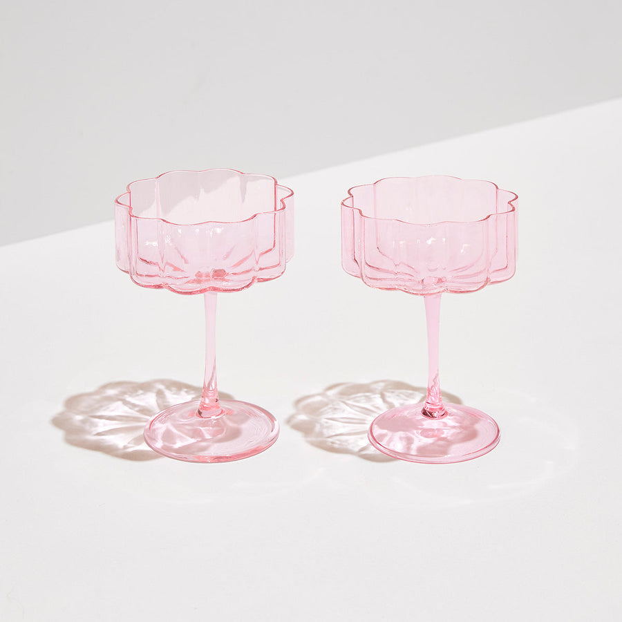 TWO x WAVE COUPE GLASSES - PINK - Fazeek Drinkware Coupe Glass
