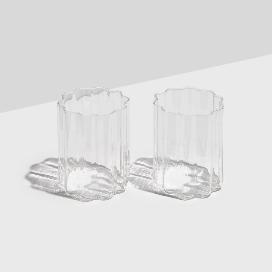 TWO x WAVE GLASSES - CLEAR - Fazeek Drinkware Glasses