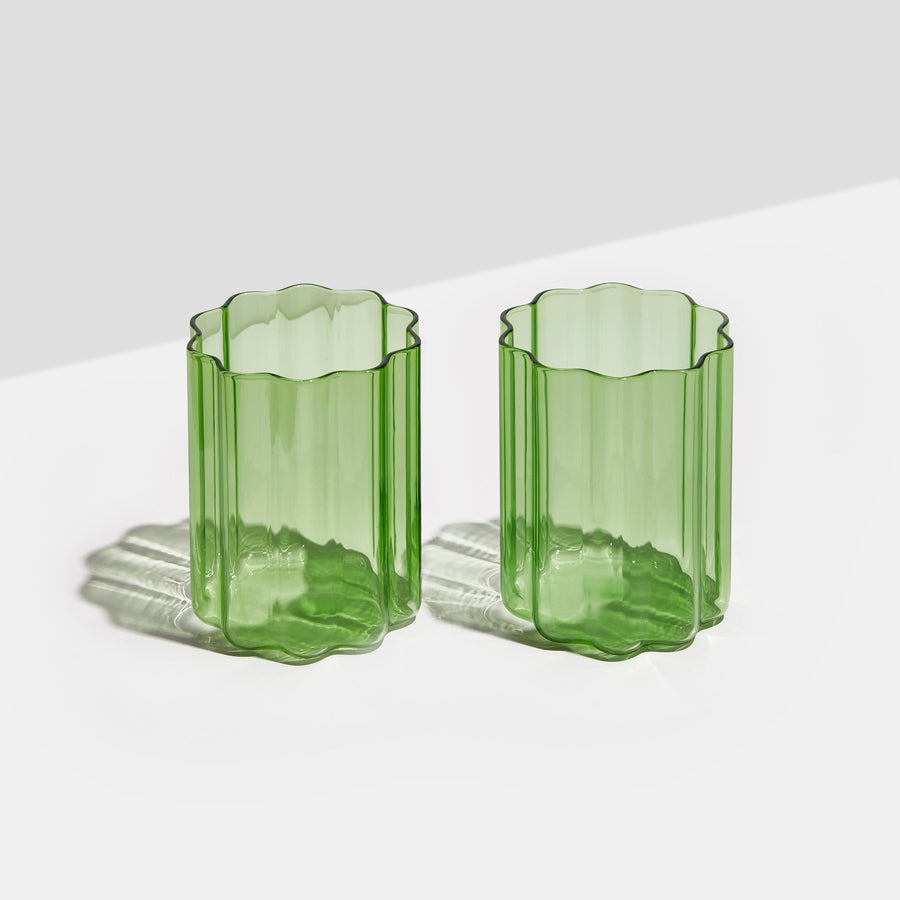 TWO x WAVE GLASSES - GREEN - Fazeek Drinkware Glasses