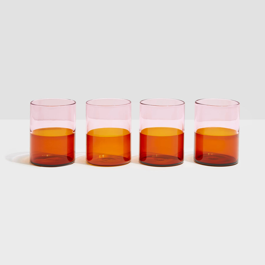 FOUR x TWO TONE GLASSES - PINK + AMBER - Fazeek Drinkware Glasses