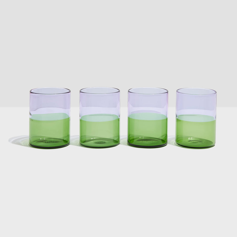 FOUR x TWO TONE GLASSES - LILAC + GREEN - Fazeek Drinkware Glasses