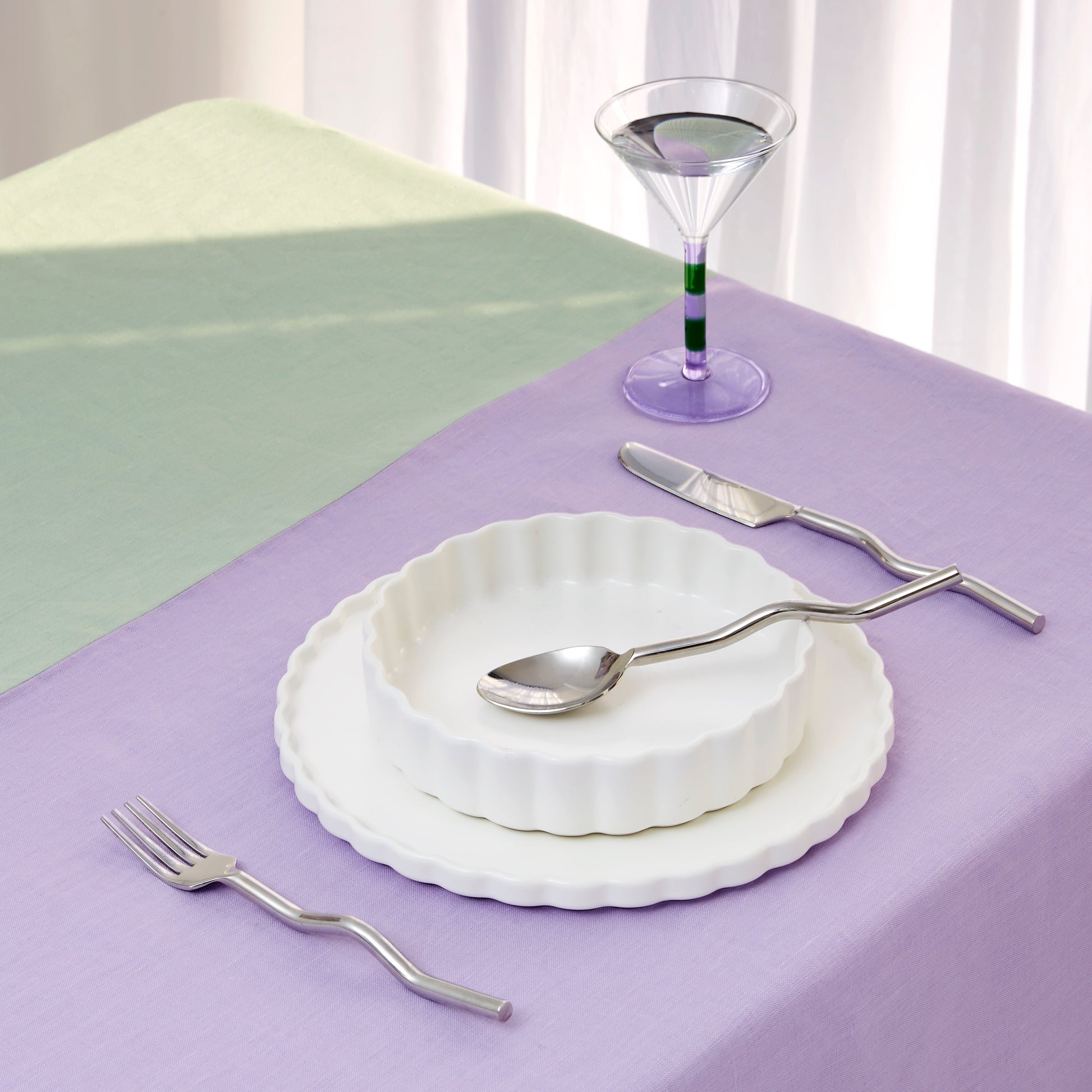 HALF HALF TABLECLOTH - LILAC + SAGE - Fazeek Dining Diningware Bowl