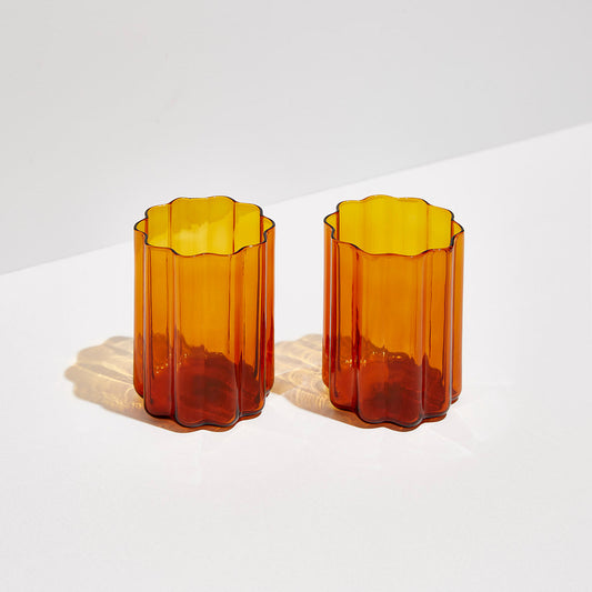 TWO x WAVE GLASSES - AMBER - Fazeek Drinkware Glasses