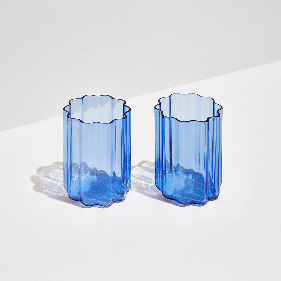 TWO x WAVE GLASSES - BLUE - Fazeek Drinkware Glasses