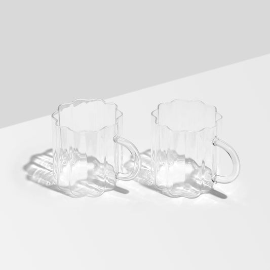 TWO x WAVE MUGS - CLEAR - Fazeek Drinkware Glasses