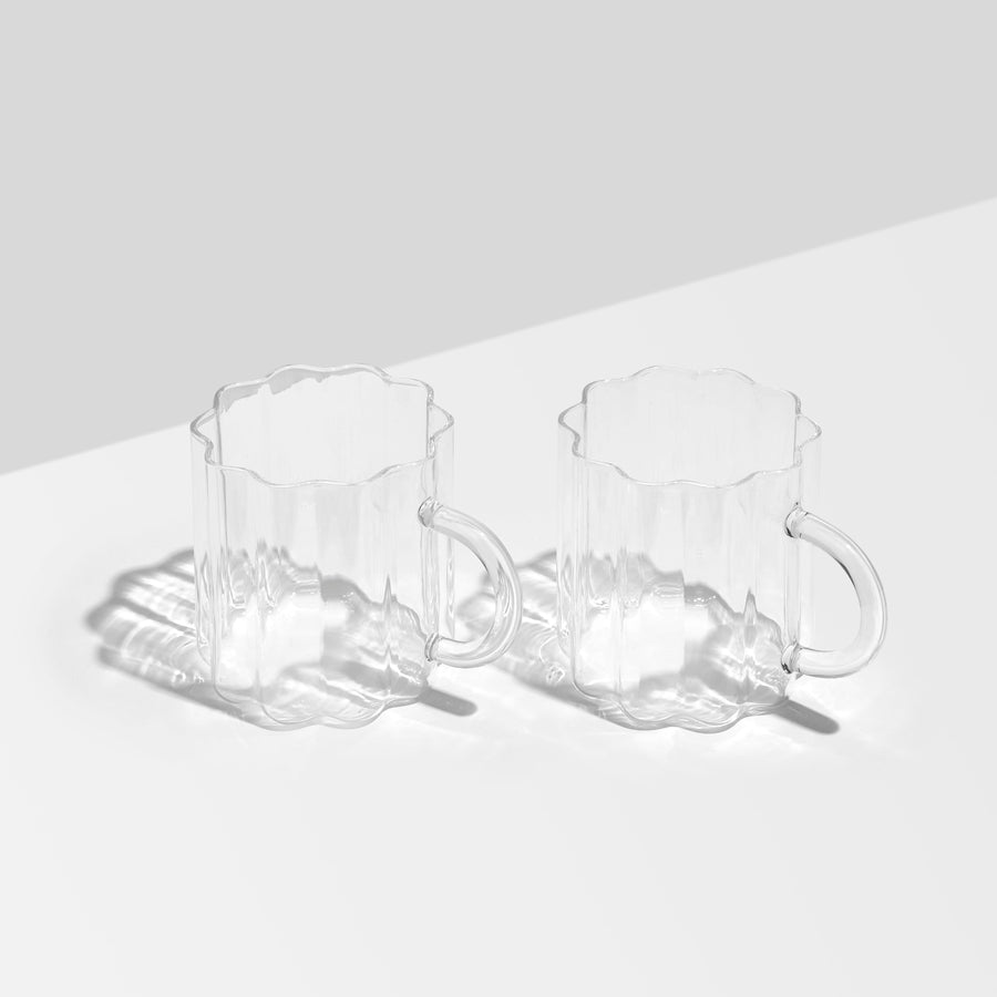 TWO x WAVE MUGS - CLEAR - Fazeek Drinkware Glasses