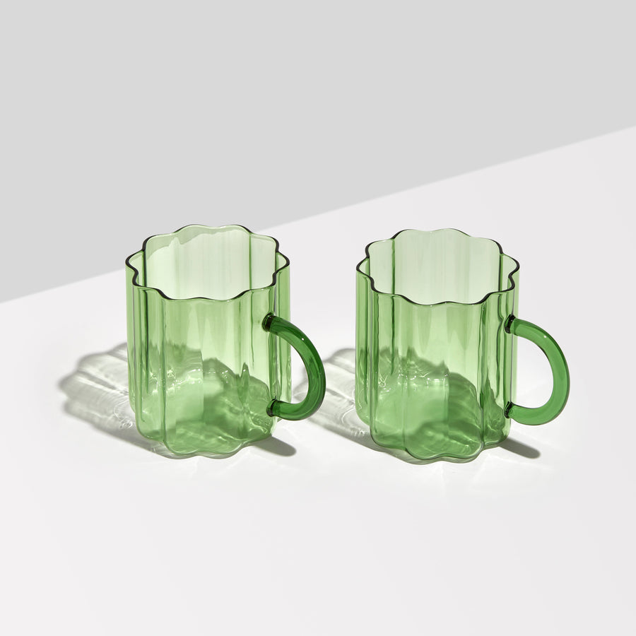 TWO x WAVE MUGS - GREEN - Fazeek Drinkware Glasses