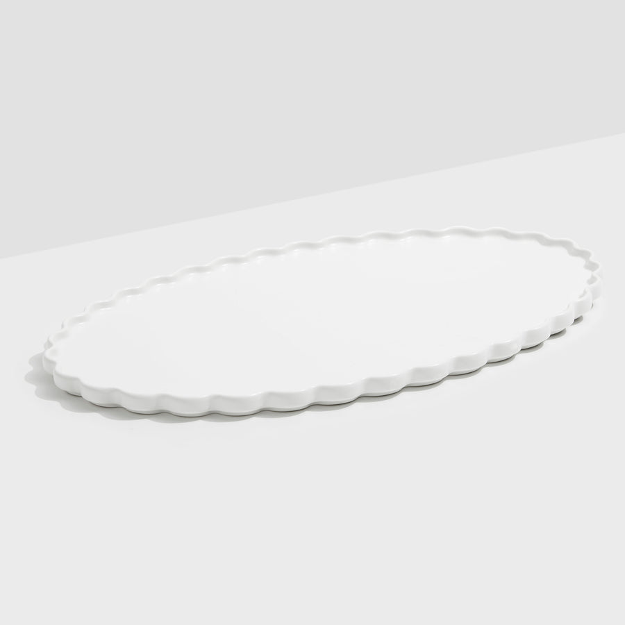 WAVE OVAL PLATTER - WHITE - Fazeek Dining Diningware Bowl